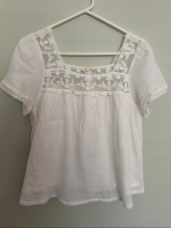 Lucky Brand Tops - Lucky Brand White Lace Yoke Blouse